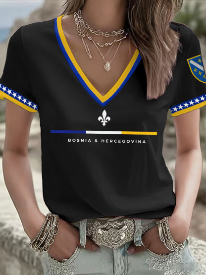 Damen-T-Shirt mit Bosnien-Fußballmotiv und ZMAJEVI-Print