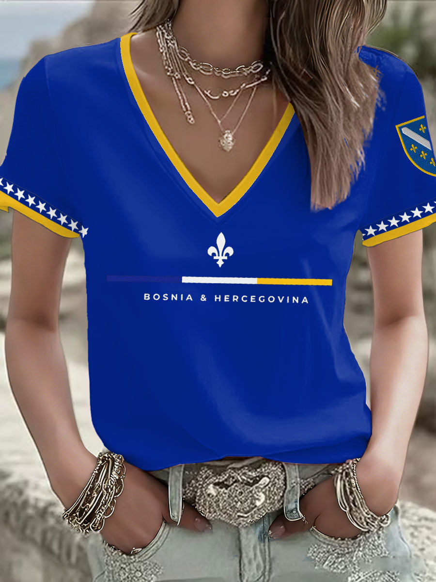 Damen-T-Shirt mit Bosnien-Fußballmotiv und ZMAJEVI-Print