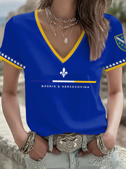 Damen-T-Shirt mit Bosnien-Fußballmotiv und ZMAJEVI-Print