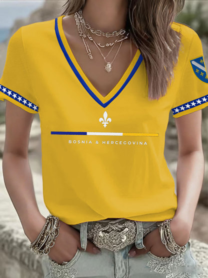 Damen-T-Shirt mit Bosnien-Fußballmotiv und ZMAJEVI-Print