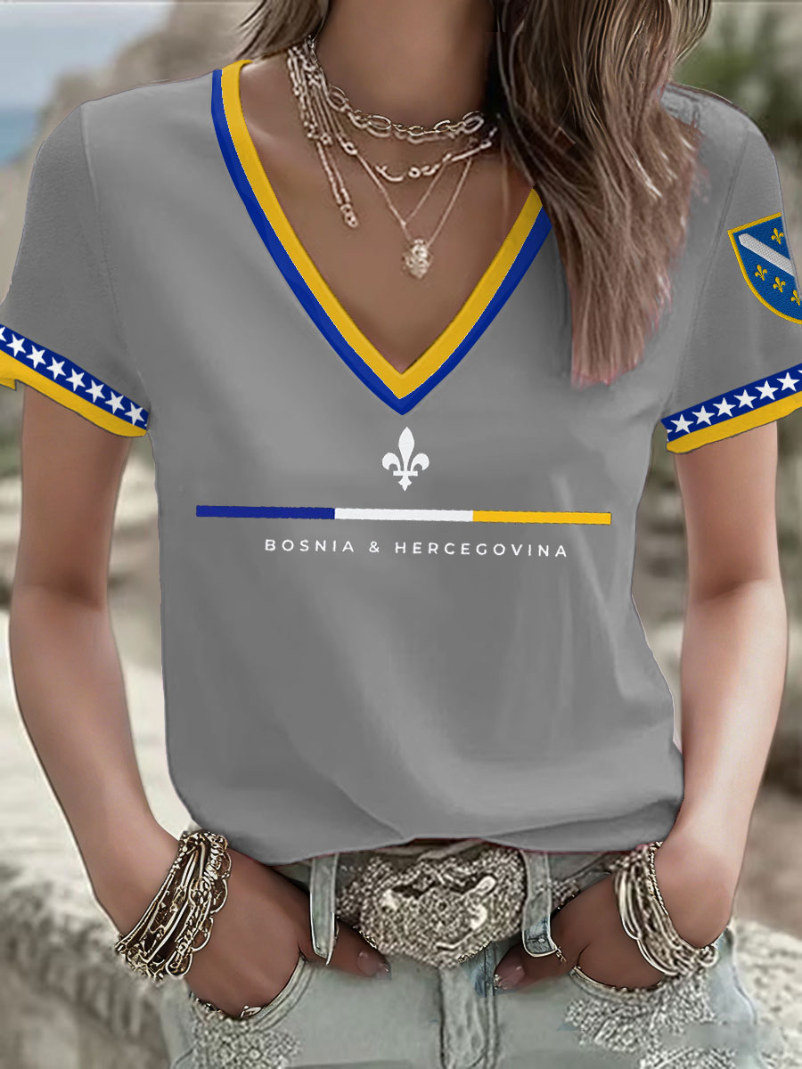 Damen-T-Shirt mit Bosnien-Fußballmotiv und ZMAJEVI-Print
