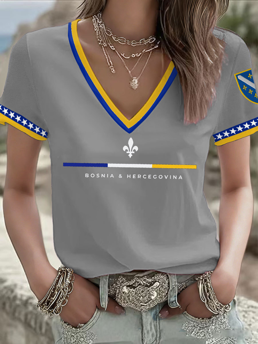Damen-T-Shirt mit Bosnien-Fußballmotiv und ZMAJEVI-Print