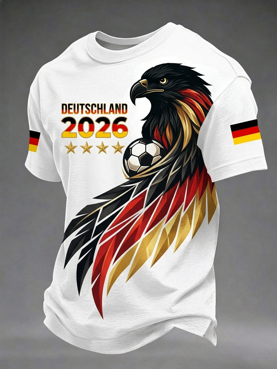 Herren-T-Shirt mit kurzen Ärmeln für deutsche Fußballfans