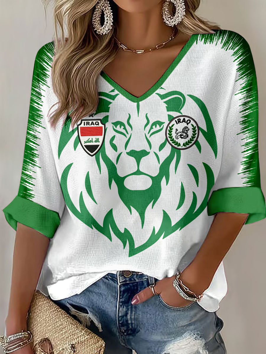 Frauen Irak Fußball V-Ausschnitt Tops