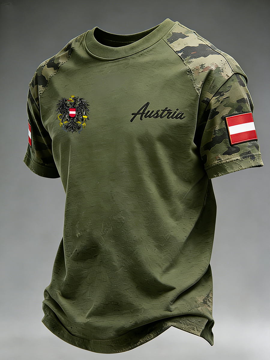 Herren-T-Shirt mit gebrauchtem Effekt und Print