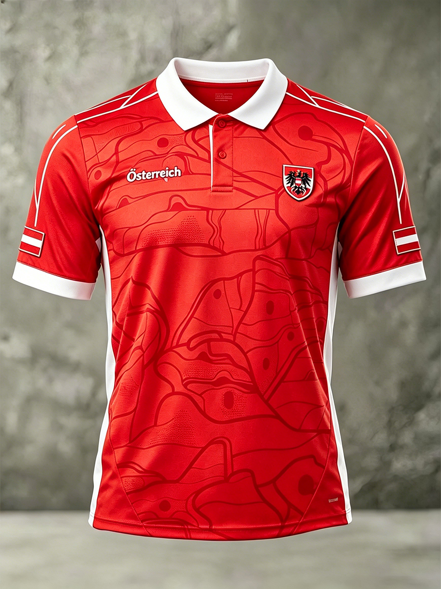 Men's football jersey printed polo shirt with raglan sleeves