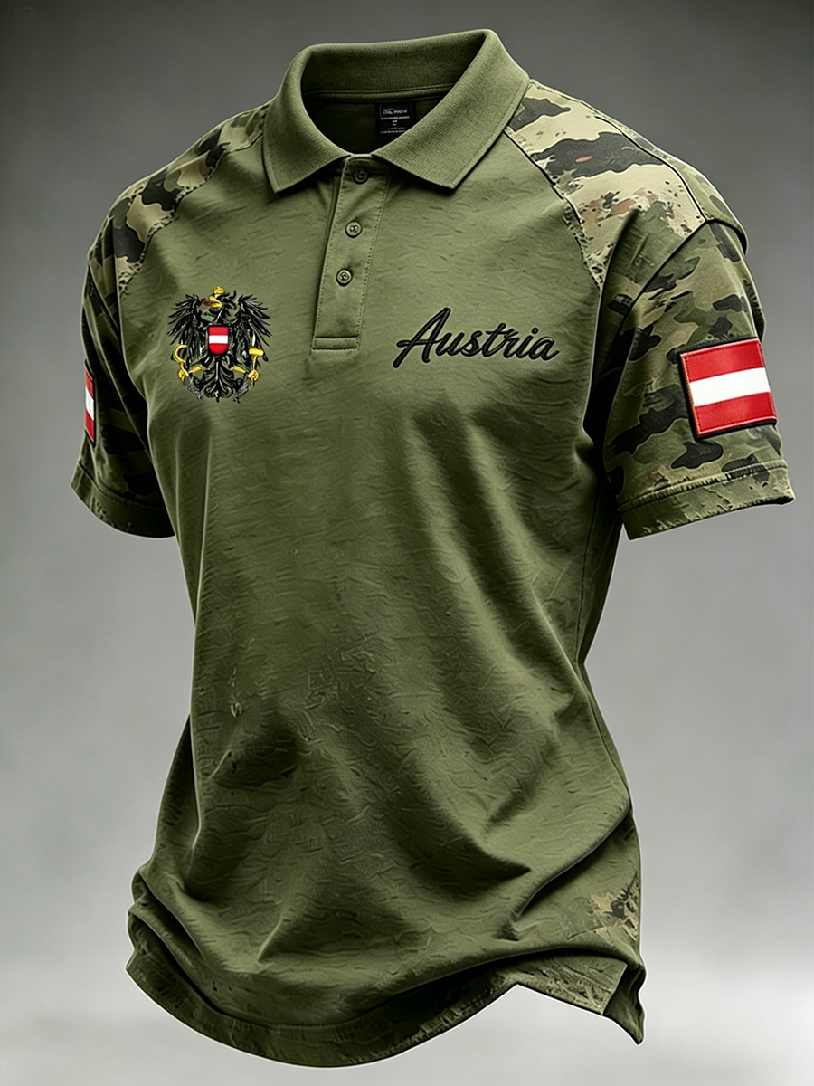 Women's polo shirt with ripped camouflage print