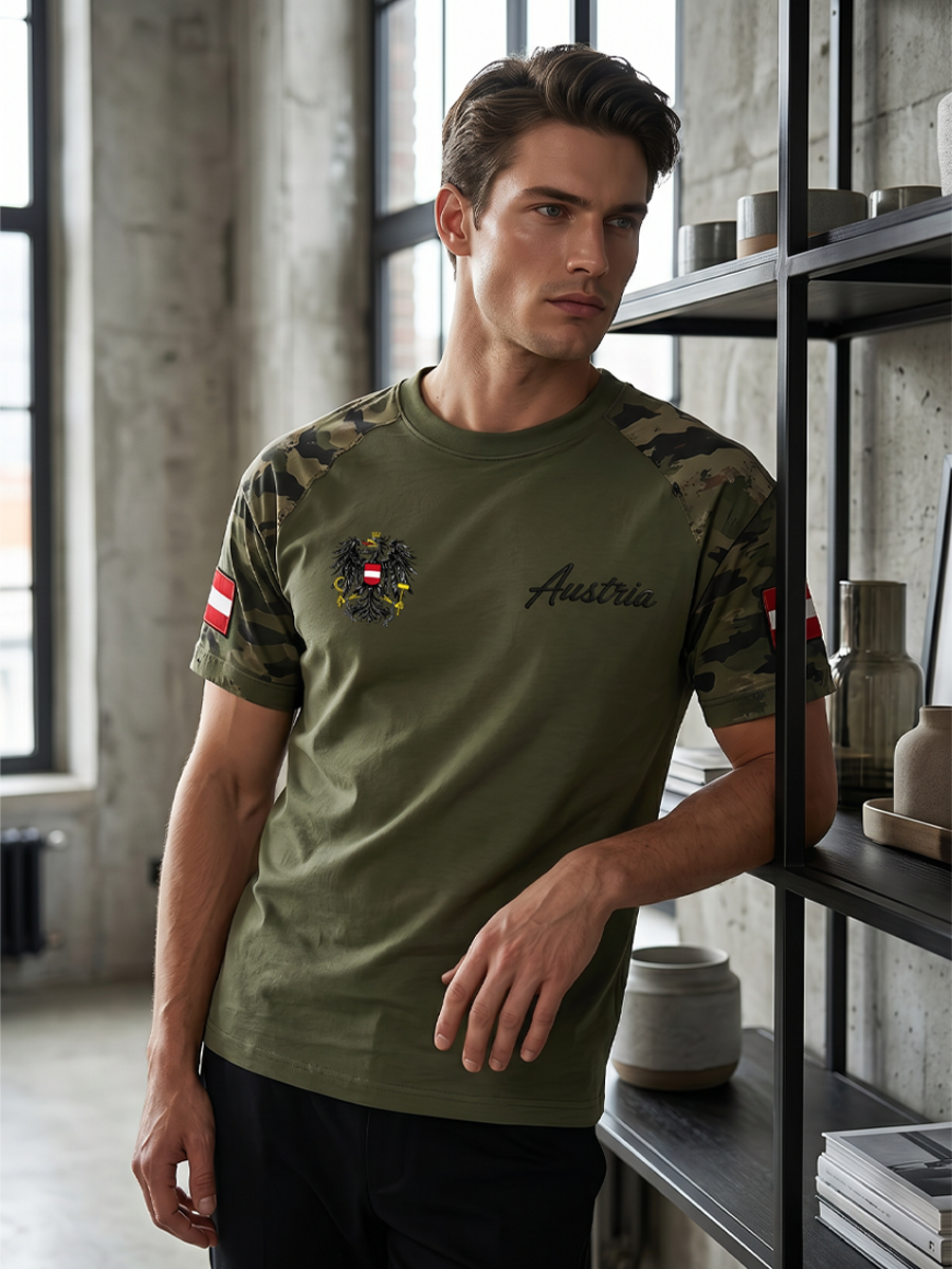 Herren-T-Shirt mit gebrauchtem Effekt und Print