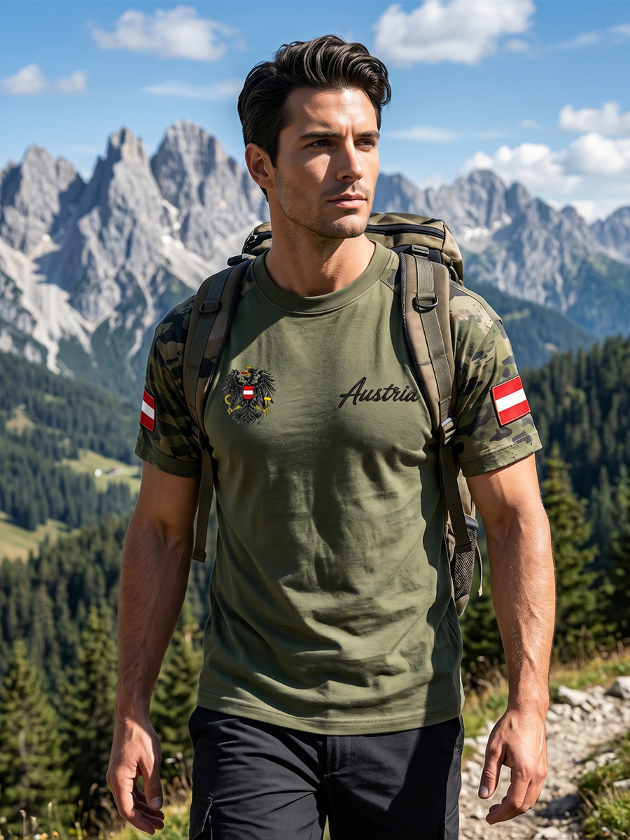 Herren-T-Shirt mit gebrauchtem Effekt und Print