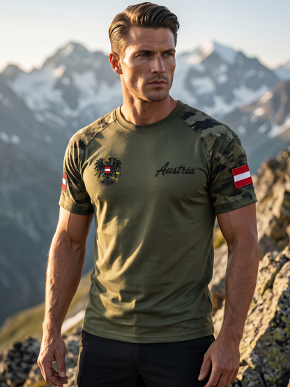 Herren-T-Shirt mit gebrauchtem Effekt und Print