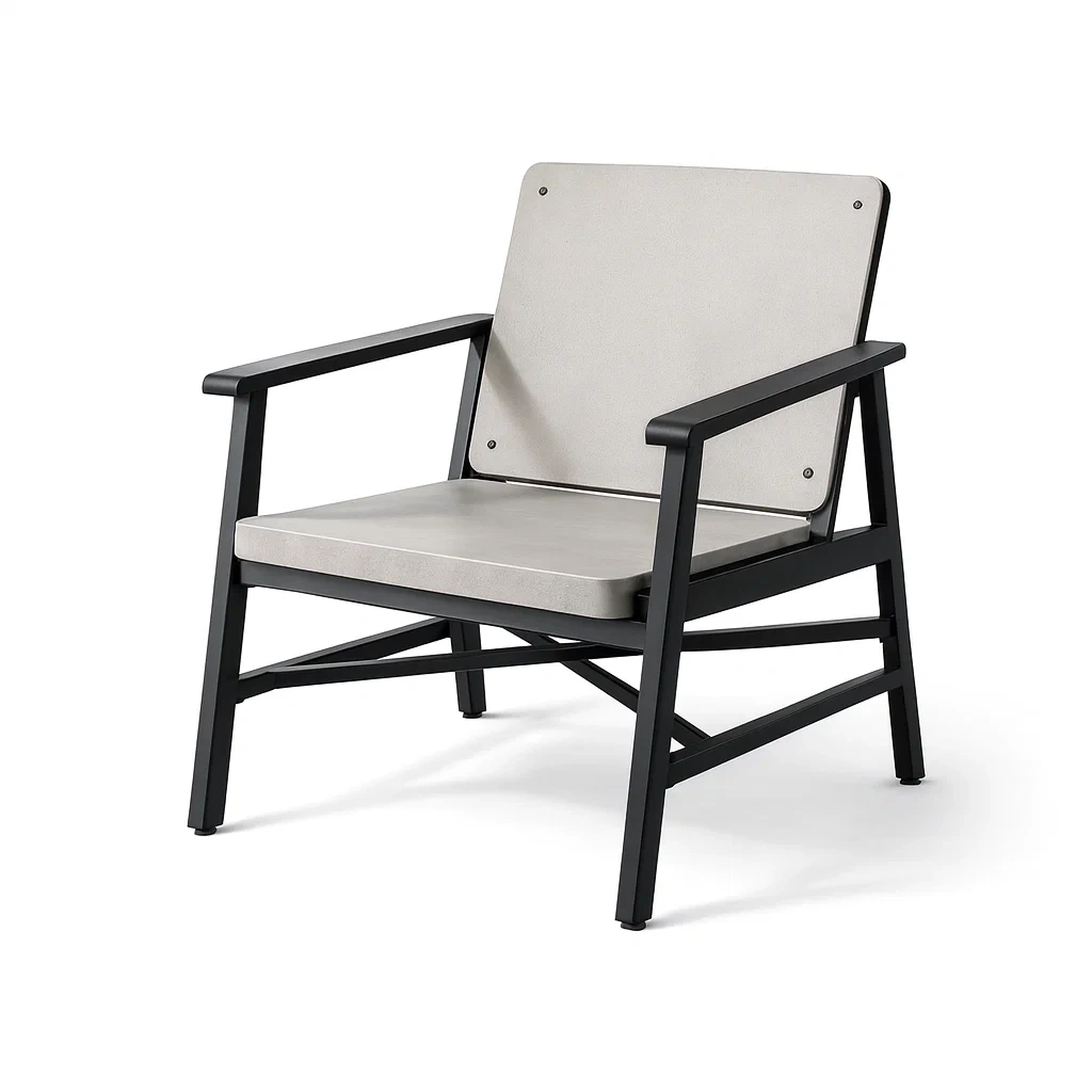 Fauteuil en aluminium coussin polyester gris/noir-furnatax