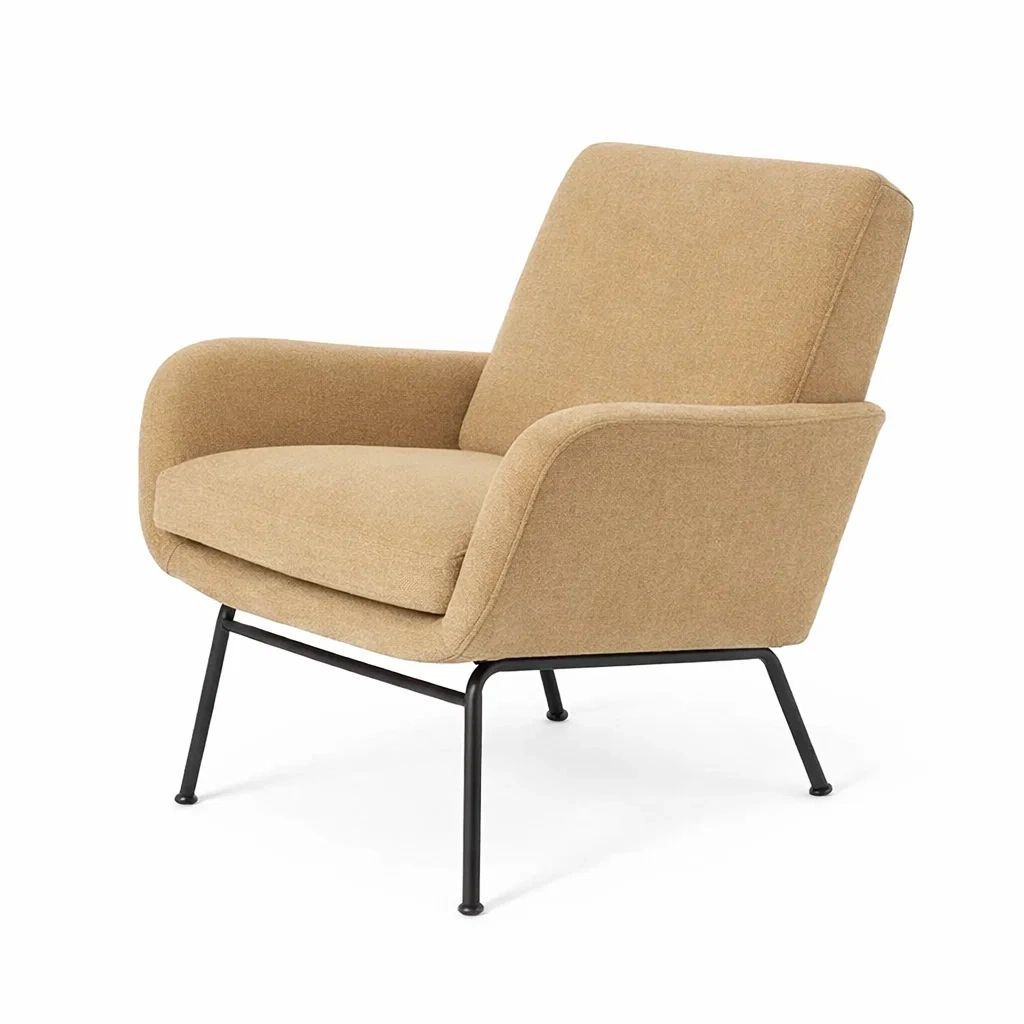 Fauteuil en tissu beige avec structure en métal-furnatax