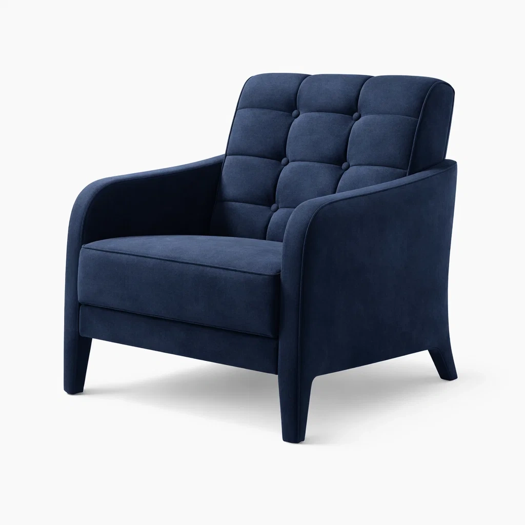 Fauteuil en tissu velours bleu marine-furnatax