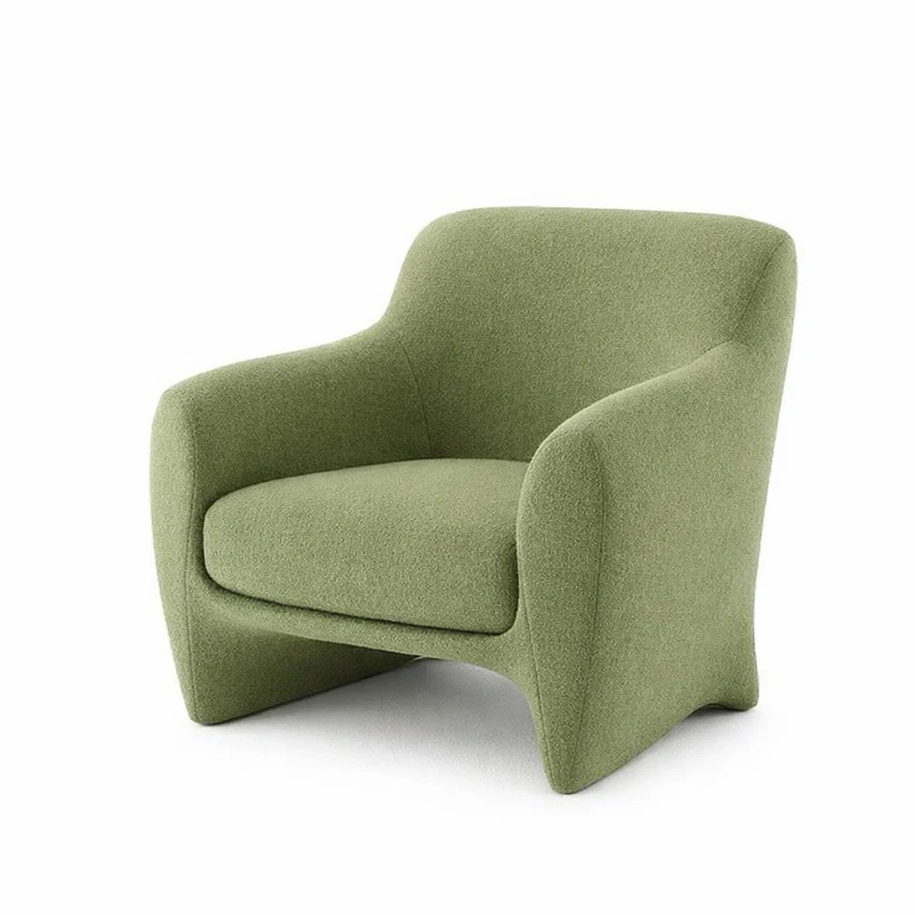 Fauteuil en laine bouclée vert 90x80x75 cm-furnatax