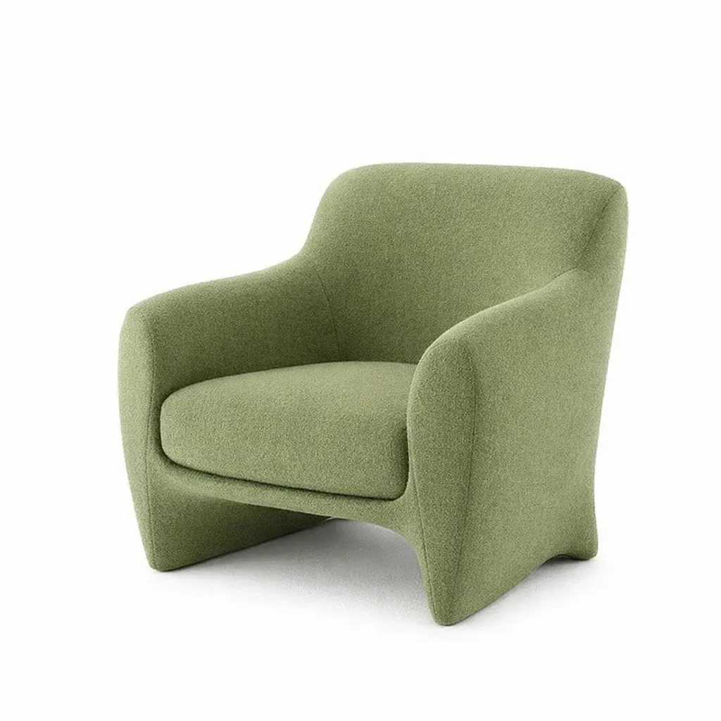 Fauteuil en laine bouclée vert 90x80x75 cm-furnatax