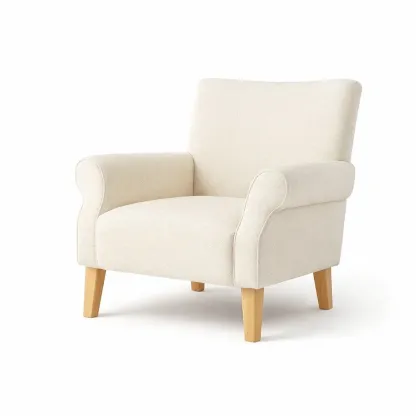 Fauteuil en tissu avec pieds en bois beige-furnatax