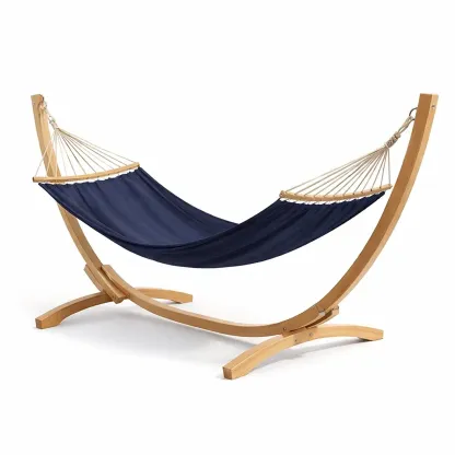 Hamac en coton bleu avec support en bois-furnatax