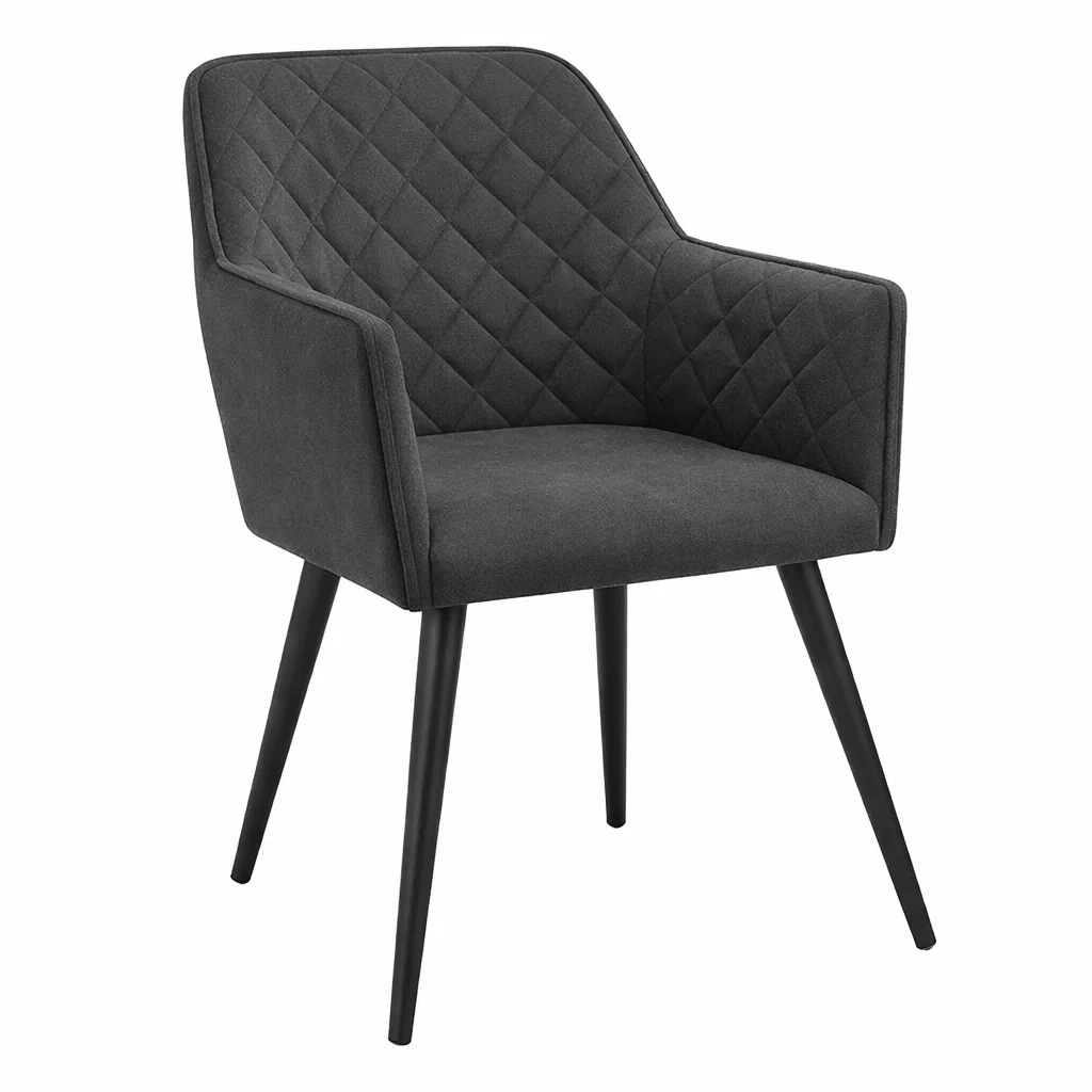 Fauteuil en tissu polyester avec structure métallique et pieds noirs anthracite-furnatax