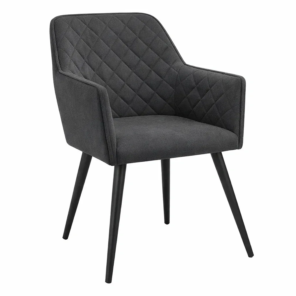Fauteuil en tissu polyester avec structure métallique et pieds noirs anthracite-furnatax