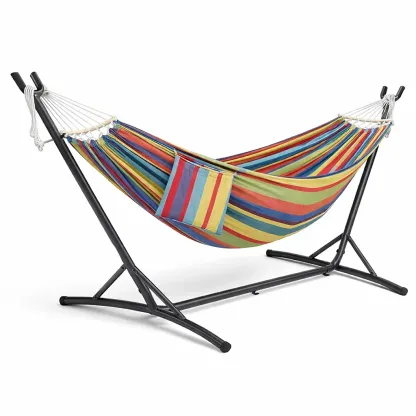 Hamac en coton rayé avec support en métal-furnatax