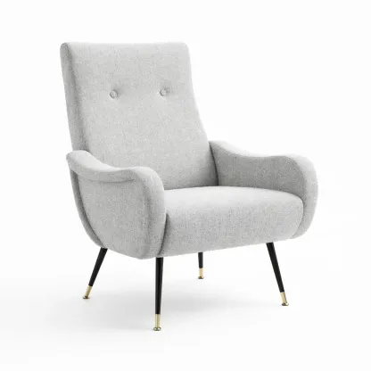 Fauteuil en tissu gris avec pieds en métal-furnatax