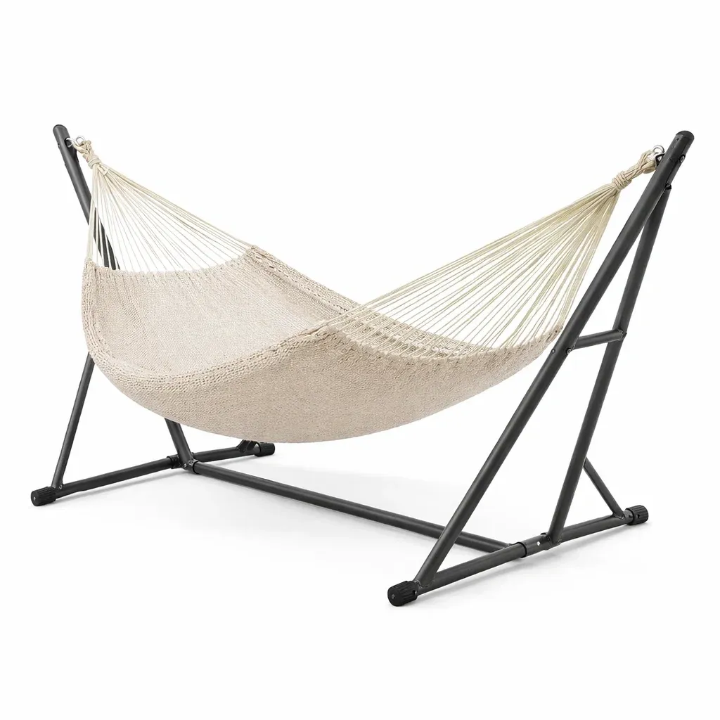 Hamac en coton avec support métallique beige-furnatax