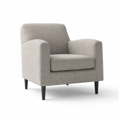 Fauteuil en polyester gris avec piètement en bois 85x90x85 cm-furnatax