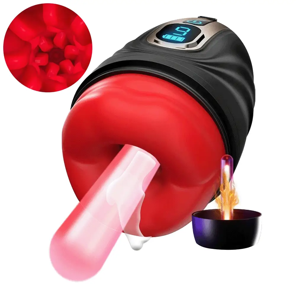 Zwei-in-Eins-Penis-Masturbator mit Heizfunktion für Oralsex-Training und Masturbationsbecher