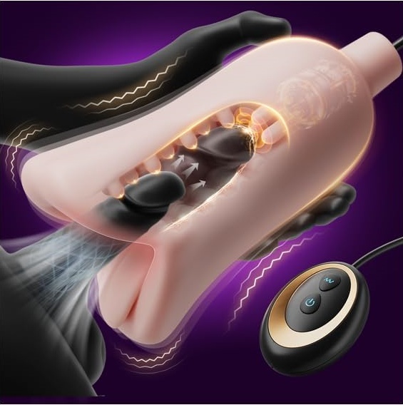 💥Penis-Massagegerät – 3-in-1-Masturbator für Oralsex, 10 Vibrationsmo