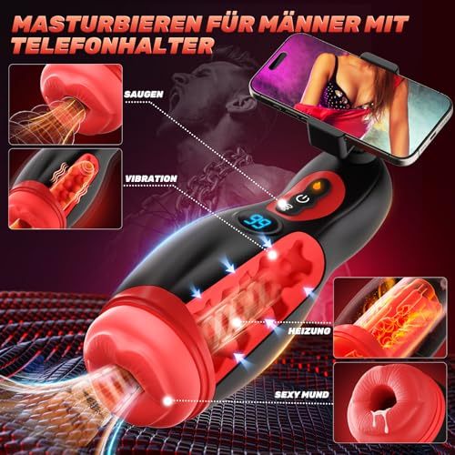 💥Masturbator für Männer♥️9 Saugmodi und 9 Vibrationsmodi, App-Steuerung, Heizfunktion😍