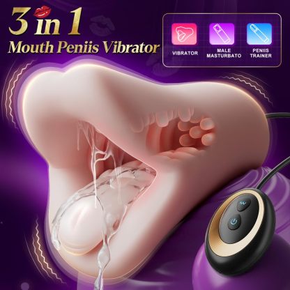 Penis-Massagegerät – 3-in-1-Masturbator für Oralsex, 10 Vibrationsmodi