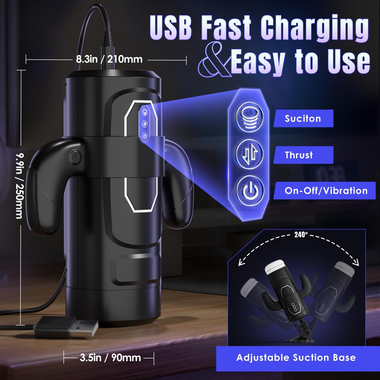 Penis-Masturbator – Stoßen, Saugen, Vibration, dreifache Stimulation für ein angenehmes Vergnügen