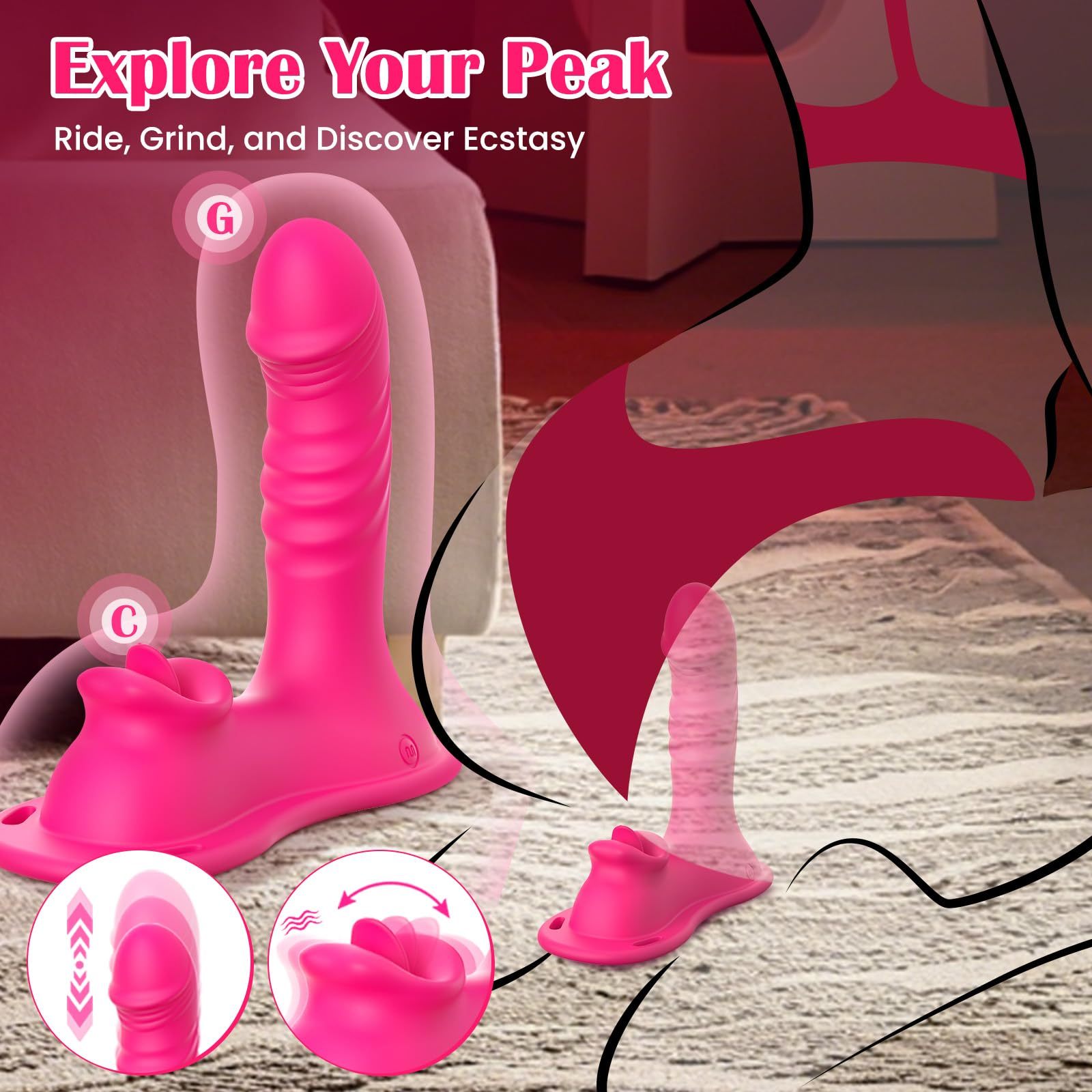 Riding Vibrator mit Licking-Clit & Thrusting-Dildo – App-Control
