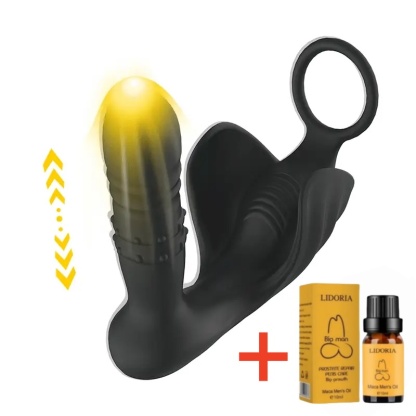 Perlenbesetzter ferngesteuerter Analvibrator mit 9 Stößen und Penisring zur Prostata-Massage