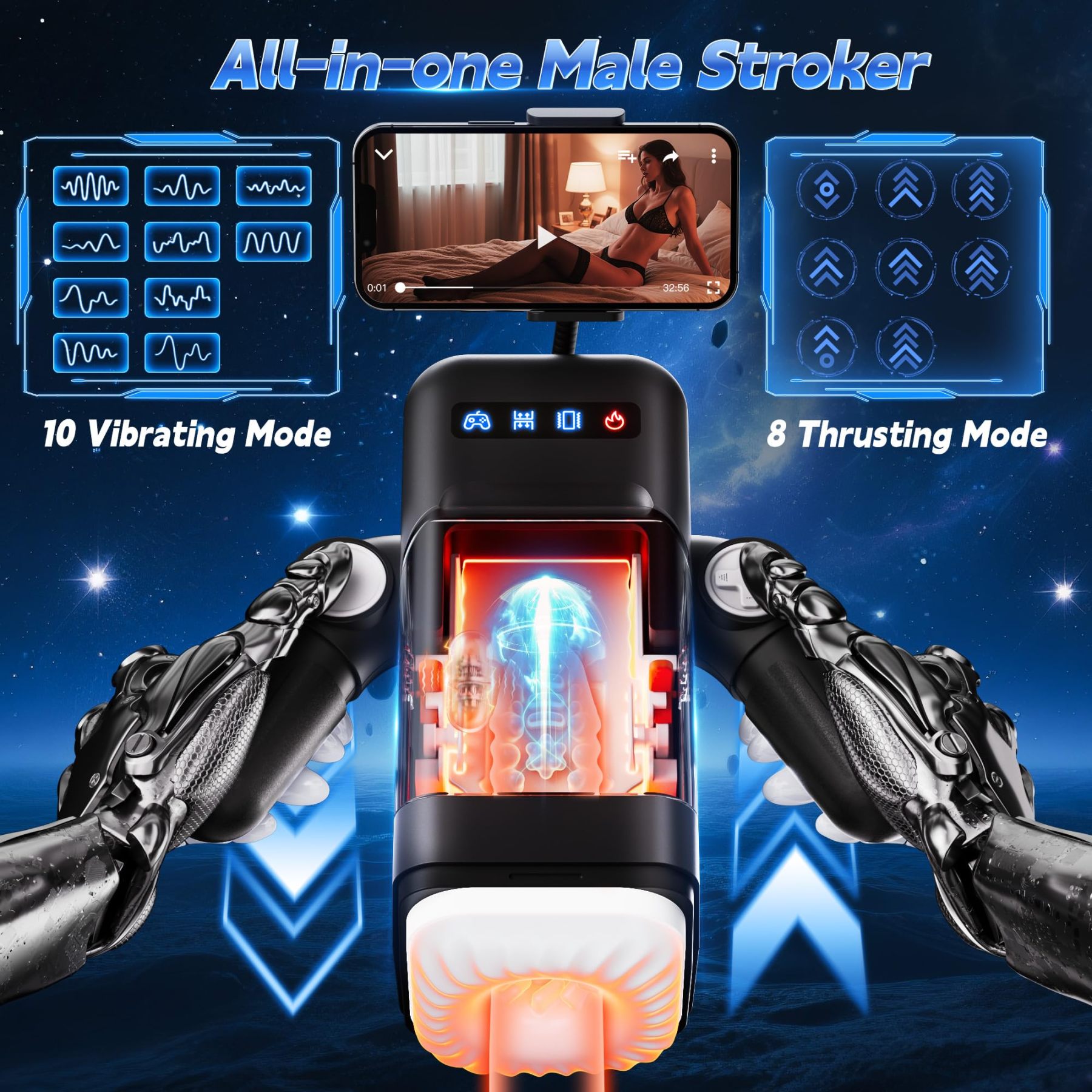 Supervibrator zur Masturbation: Vibration, Stoßen, Erhitzen, endloses Vergnügen.