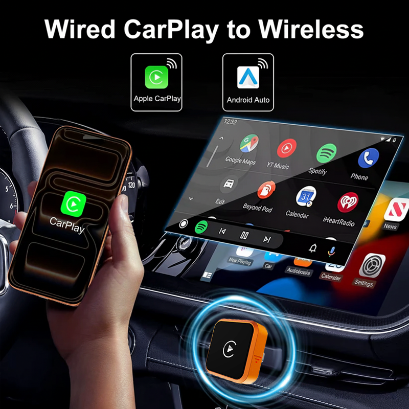 Wireless CarPlay & Android Auto Adapter – Convert Wired to Wireless, Fast Auto Reconnect, Stable Bluetooth WiFi, Plug and Play, Compact Design