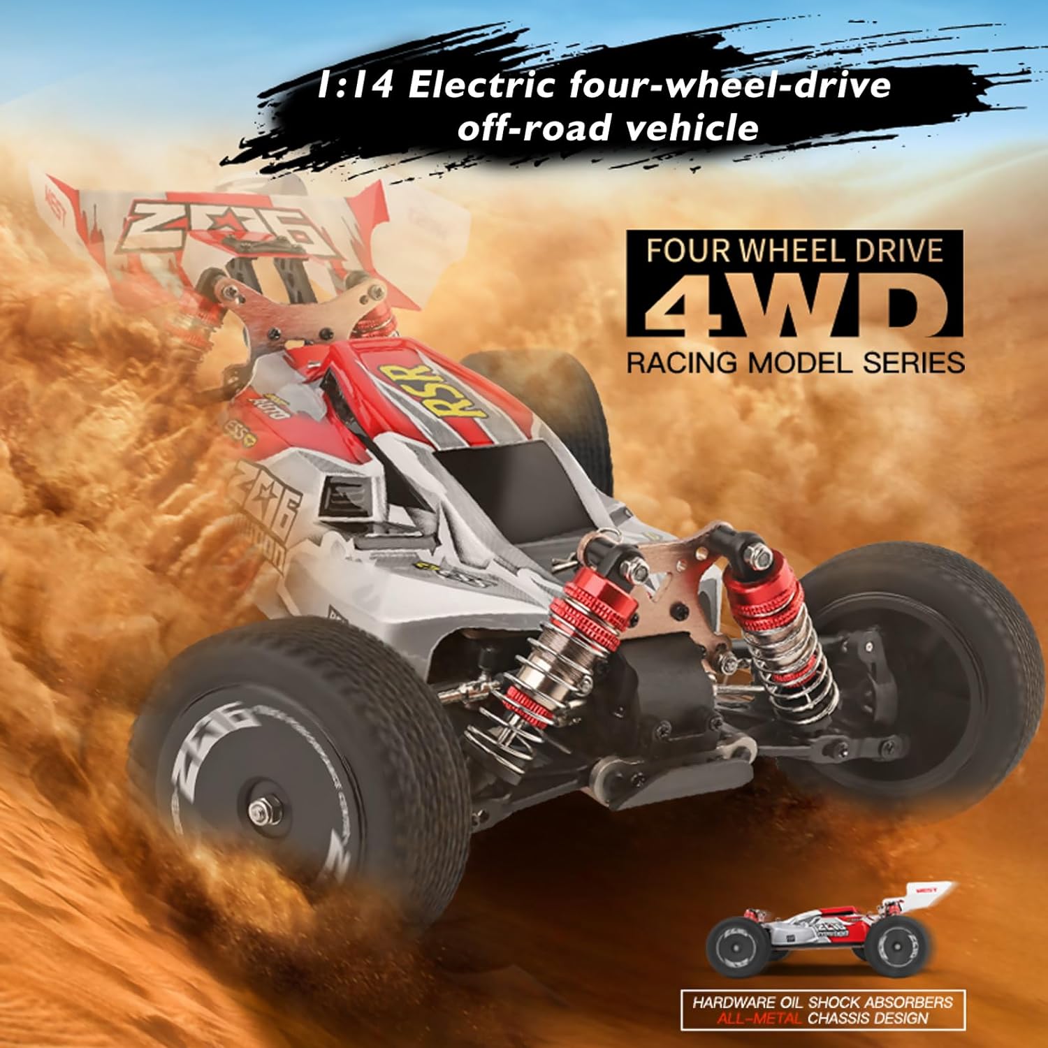 WLtoys 144001 4WD High-Speed RC Car – 60km/h 1:14 Off-Road Buggy