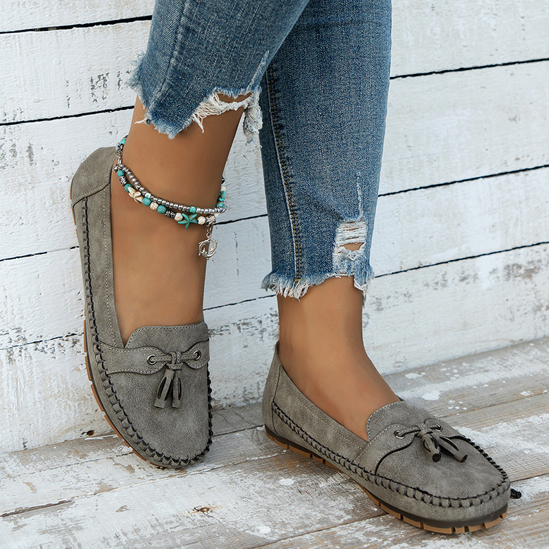 Bequeme Loafer für Damen im Vintage-Stil mit Schleife