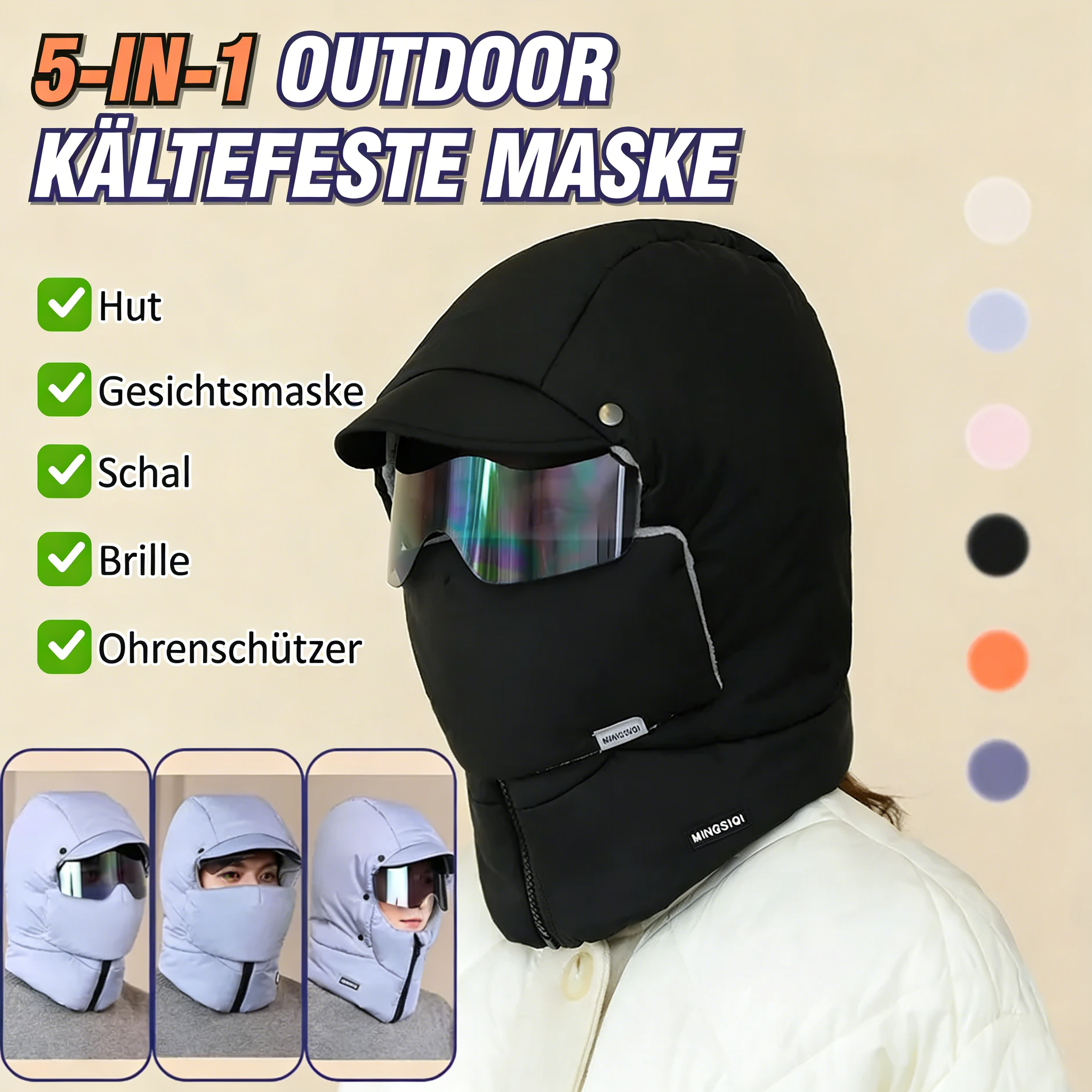 ❄️Winter-Sonderangebot – 5-in-1-winddichte Outdoor-Maske mit vollständiger Abdeckung und Brille