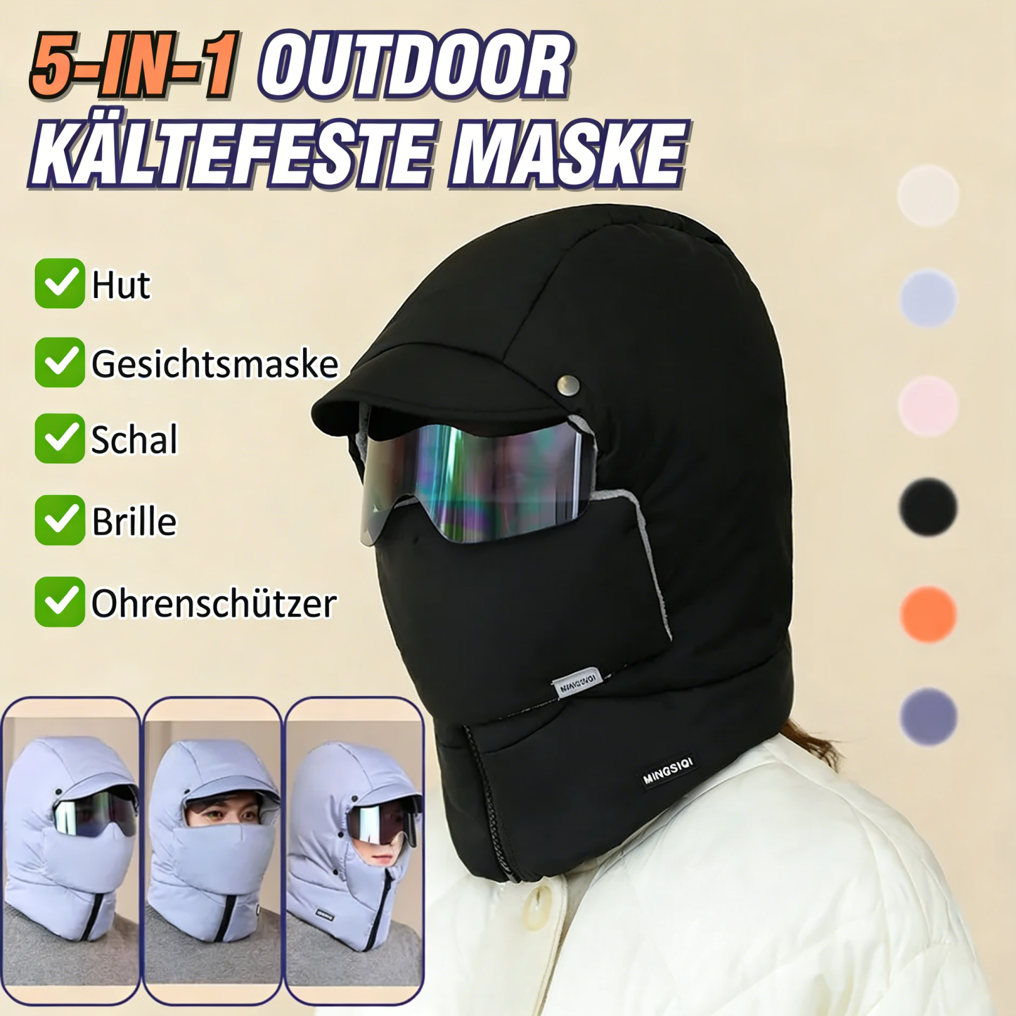 ❄️Winter-Sonderangebot – 5-in-1-winddichte Outdoor-Maske mit vollständiger Abdeckung und Brille