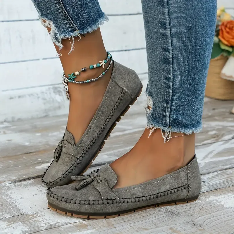 Bequeme Loafer für Damen im Vintage-Stil mit Schleife