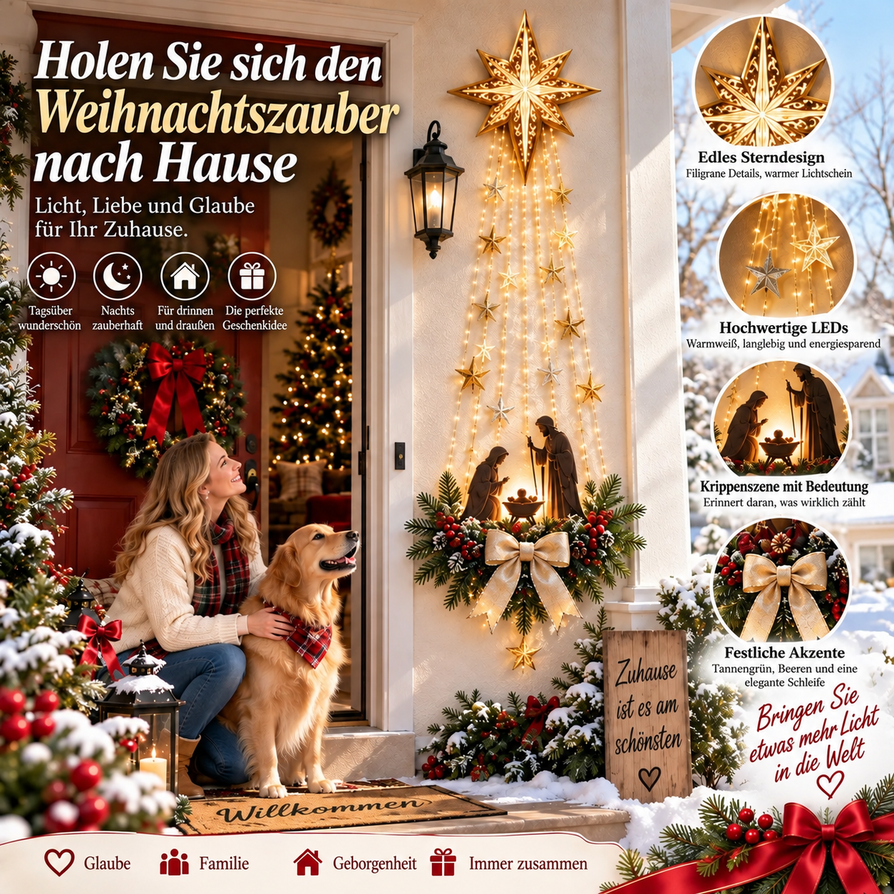 ✨ Nur noch heute: 50 % Rabatt ✨ ✝️ Bethlehem Star of Faith™ – Beleuchtete Wanddekoration mit Krippenszene