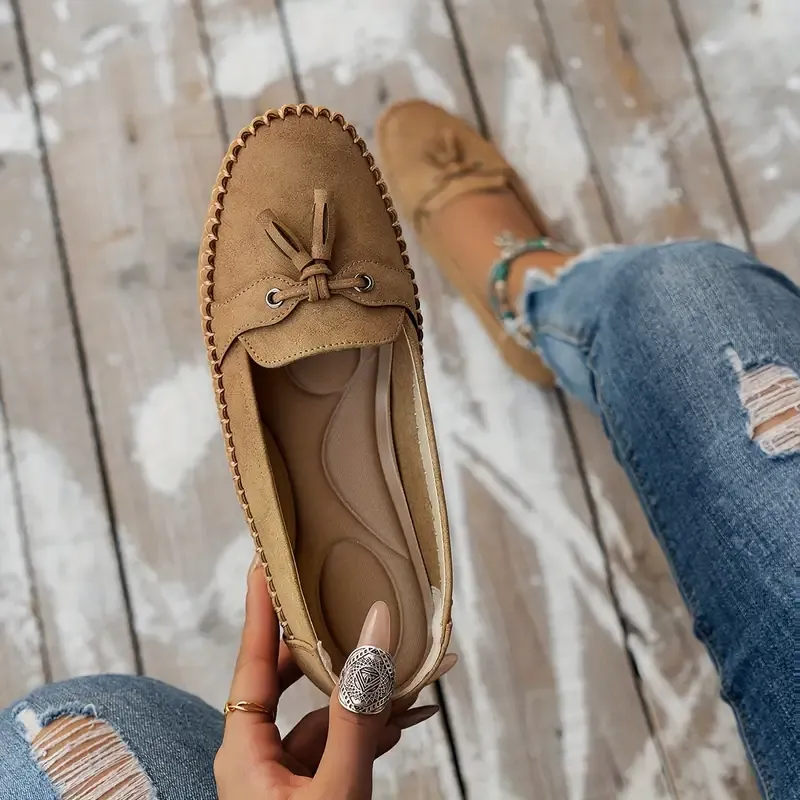 Bequeme Loafer für Damen im Vintage-Stil mit Schleife