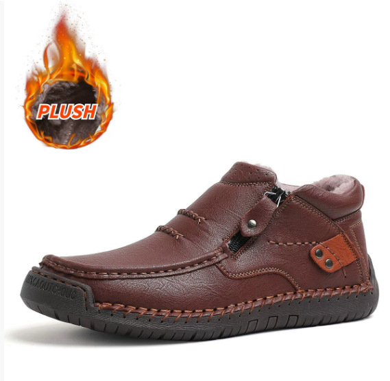 Last Day! 50% OFF Men's Handmade Leather Boots with Arch Support & Wide Toe Box | Easy Zip Design - GARB