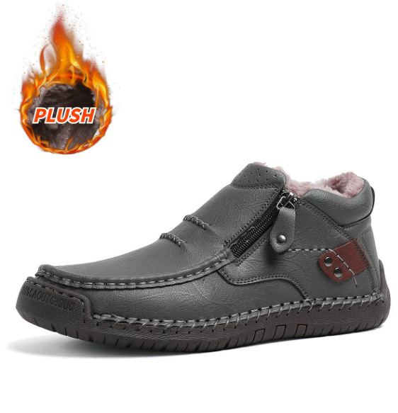 Last Day! 50% OFF Men's Handmade Leather Boots with Arch Support & Wide Toe Box | Easy Zip Design - GARB