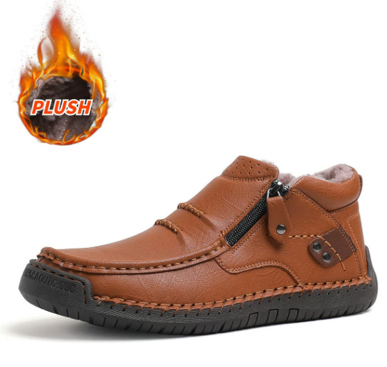 Last Day! 50% OFF Men's Handmade Leather Boots with Arch Support & Wide Toe Box | Easy Zip Design - GARB