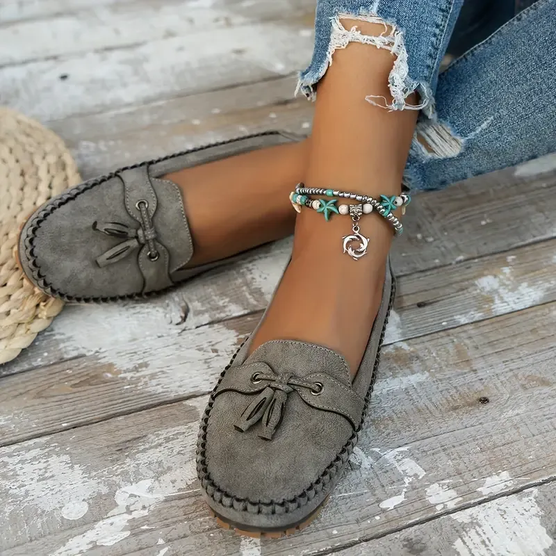 Bequeme Loafer für Damen im Vintage-Stil mit Schleife