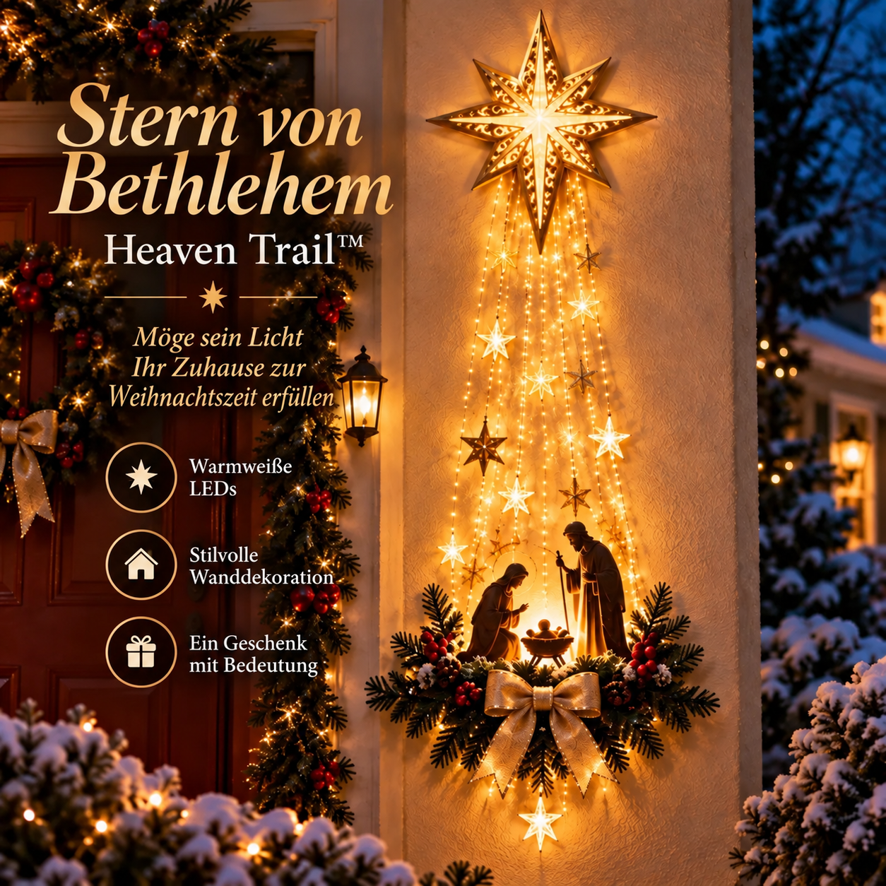✨ Nur noch heute: 50 % Rabatt ✨ ✝️ Bethlehem Star of Faith™ – Beleuchtete Wanddekoration mit Krippenszene