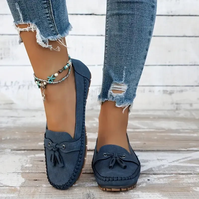 Bequeme Loafer für Damen im Vintage-Stil mit Schleife