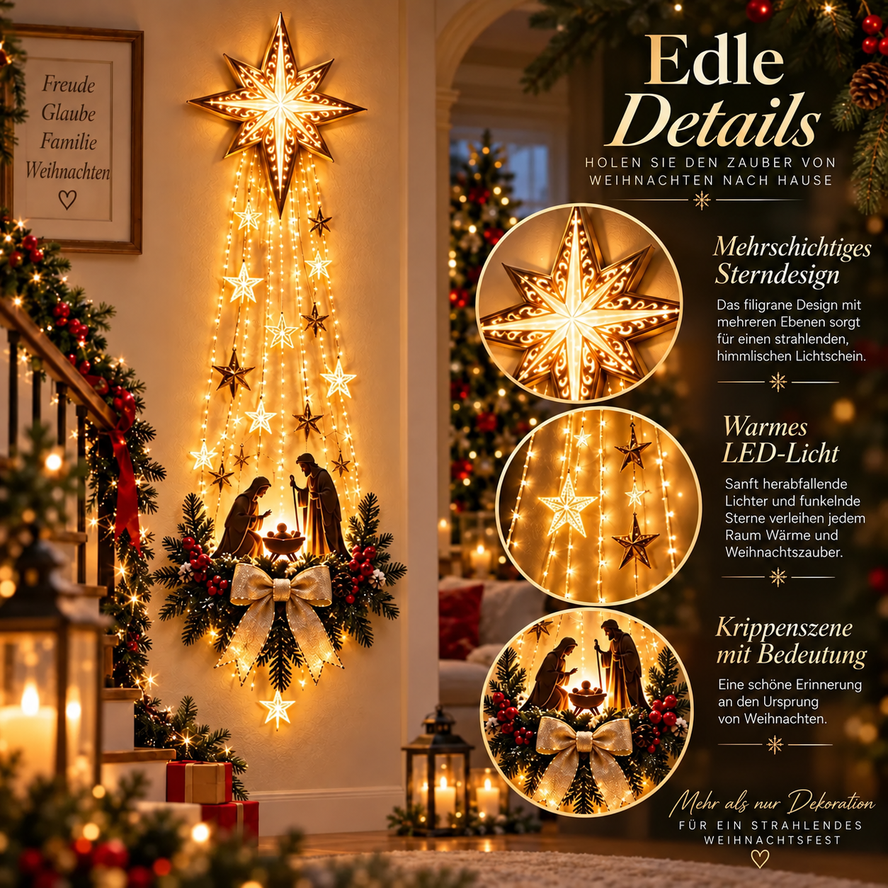 ✨ Nur noch heute: 50 % Rabatt ✨ ✝️ Bethlehem Star of Faith™ – Beleuchtete Wanddekoration mit Krippenszene